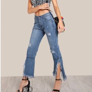 NWT High Rise Distressed Flare Bell Bottom Jeans